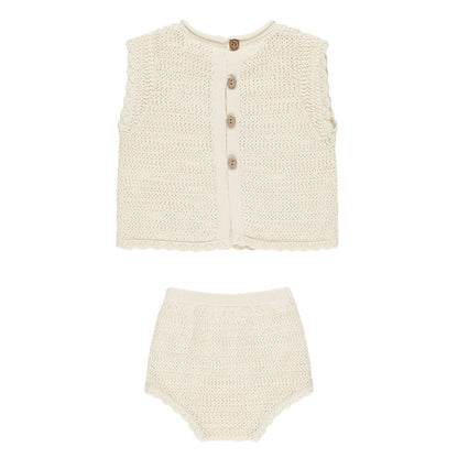 Scallop Knit Baby Set || Cherry