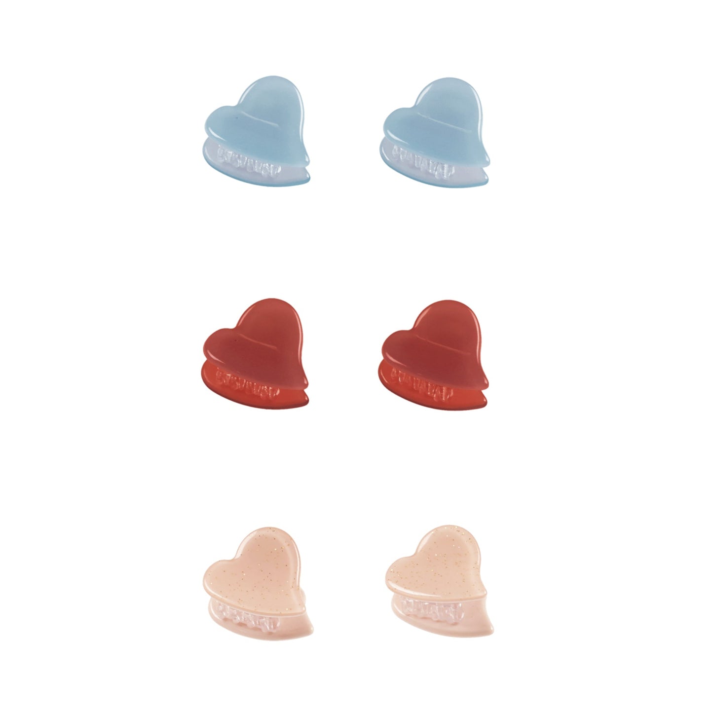 Heart Mini Clips || Light Blue, Poppy, Shell