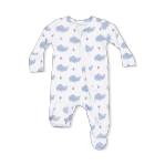 2 Way Zipper Footie - Blue Bubbly Sailor Whales