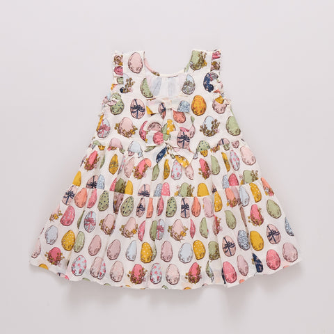 Girls Eloise Ruffle Dress - Multi Eggs