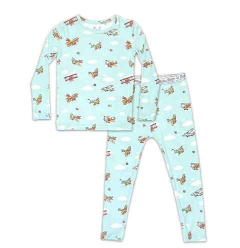 Vintage Airplanes Kids Bamboo Pajamas - Bellabu Bear