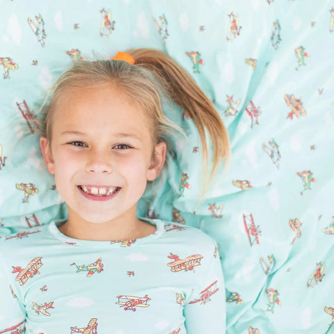 Vintage Airplanes Kids Bamboo Pajamas - Bellabu Bear