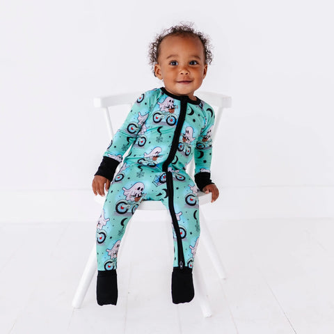 Wheelie Spooky Halloween Baby Bamboo Pajamas - Kiki + Lulu