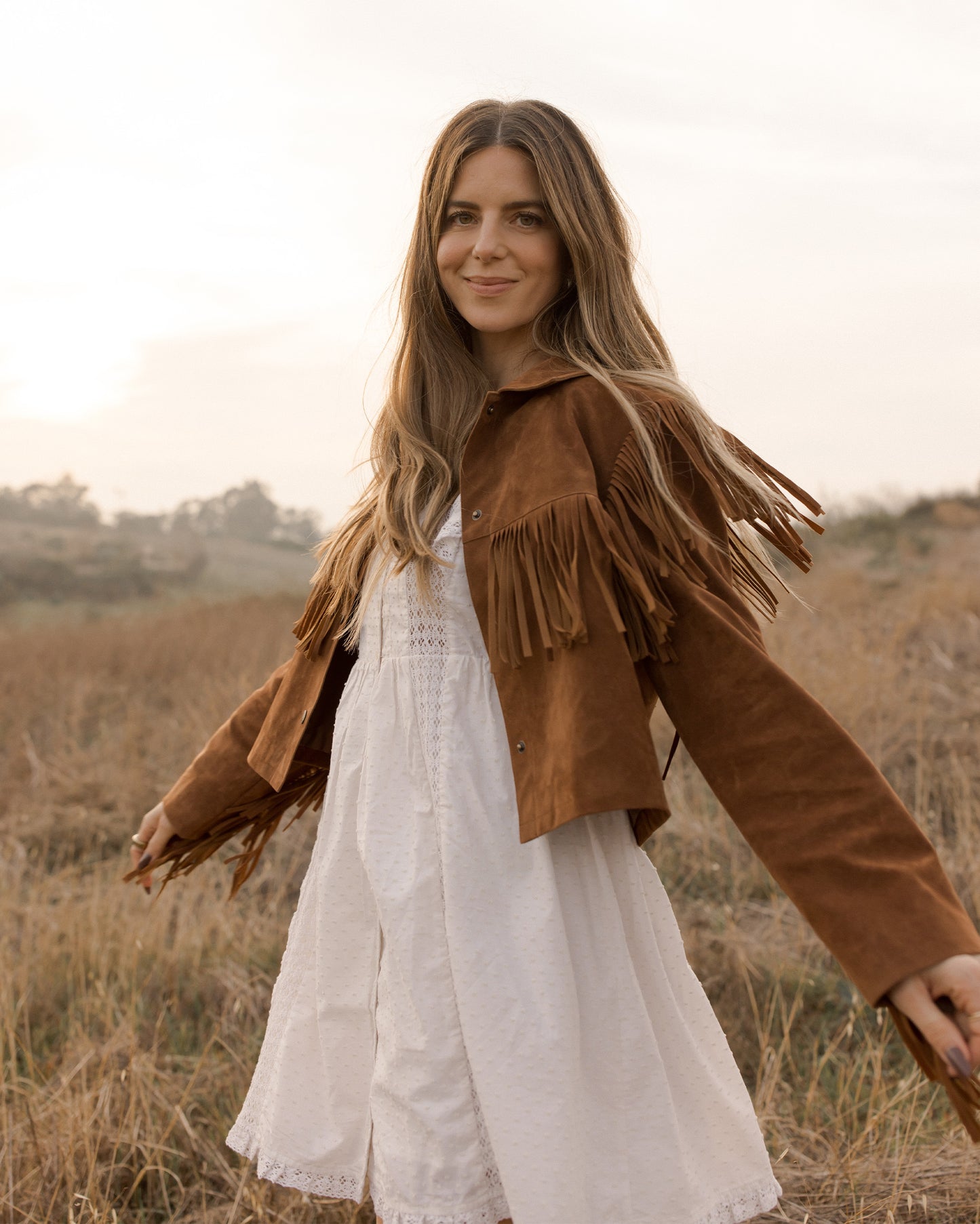 Womens Fringe Jacket | Saddle - Rylee + Cru