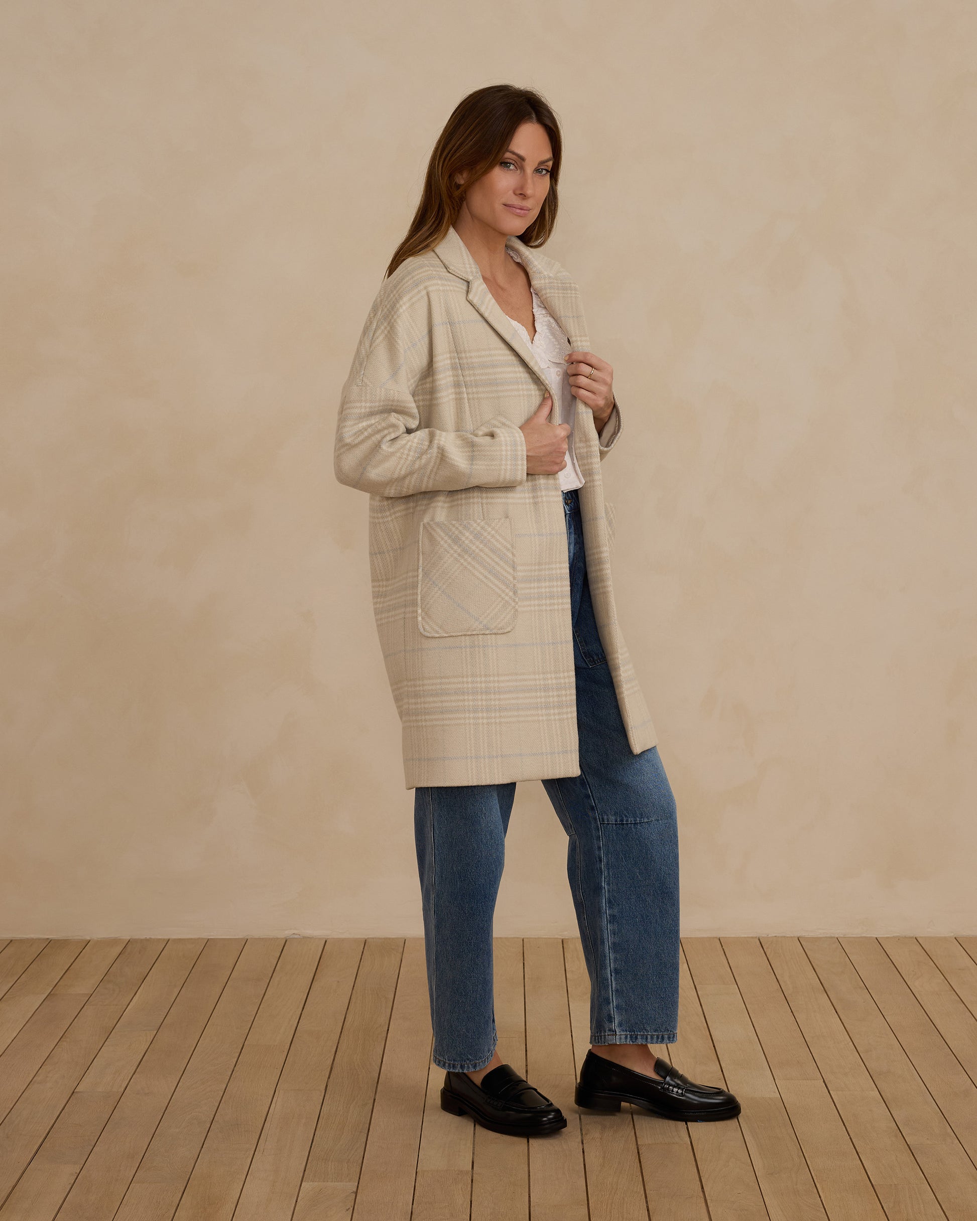 Womens Longline Coat | Fall Plaid - Rylee + Cru