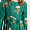 Womens Silk Kelly Dress - Emerald Marigold - Pink Chicken