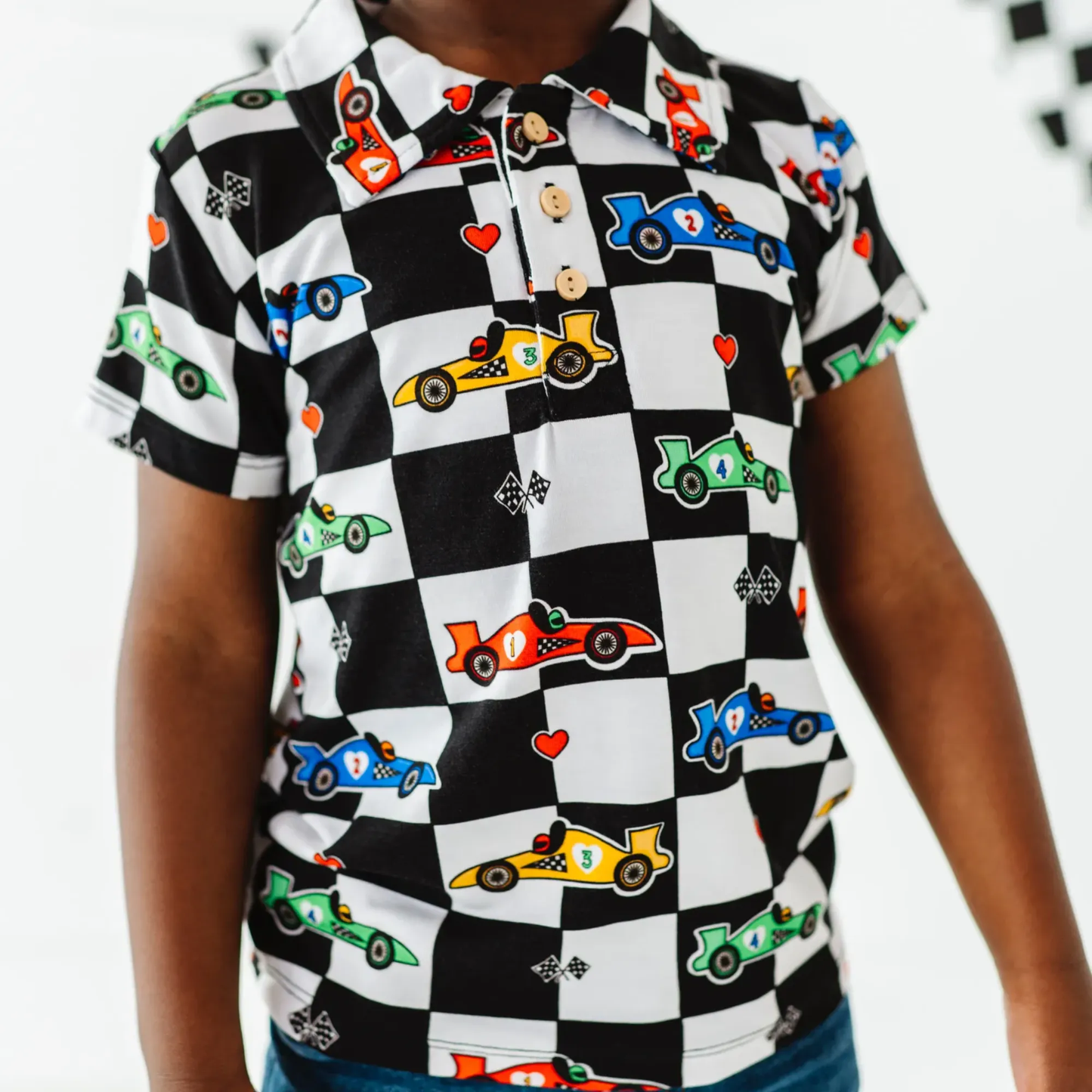 You Make My Heart Race Boys Polo Shirt - Kiki + Lulu