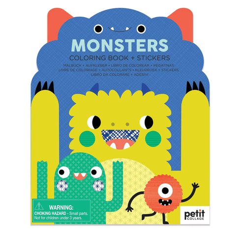 Petit Collage Monster Coloring Book with Stickers at Butter Bug Boutique