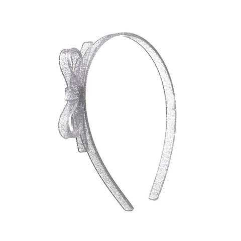 Glitter Silver Thin Bow Headband - Lilies & Roses NY