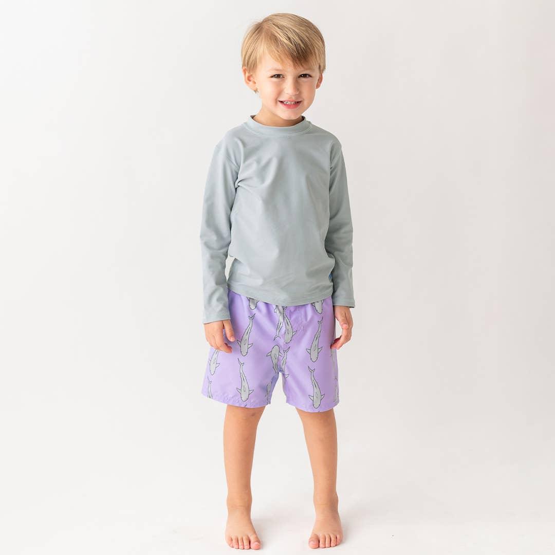 RuffleButts + RuggedButts-Jawsome Purple Swim Trunks-#Butter_Bug_Boutique#