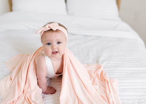 Knit Headband Bow - Blush - Copper Pearl