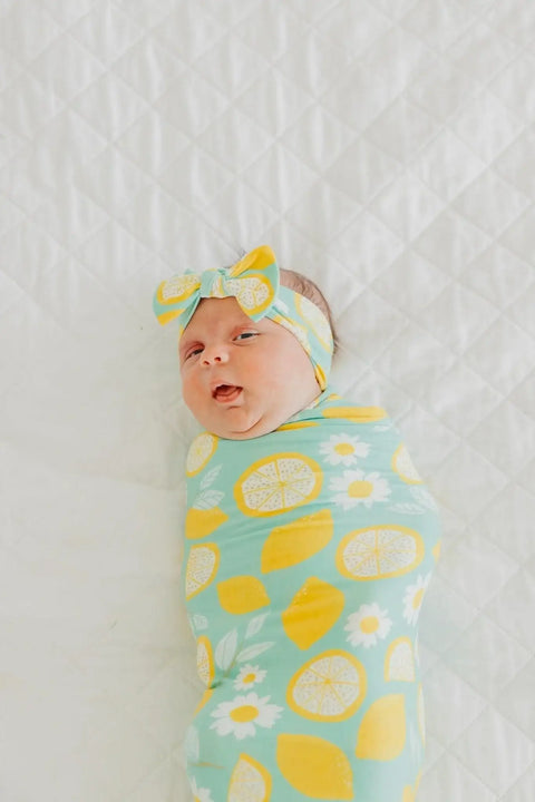 Copper Pearl-Knit Swaddle Blanket - Lemon-#Butter_Bug_Boutique#