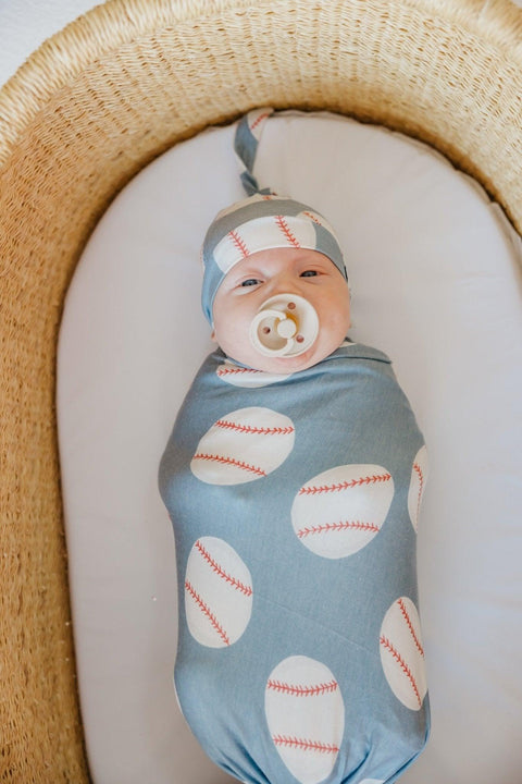 Knit Swaddle Blanket - Slugger - Copper Pearl
