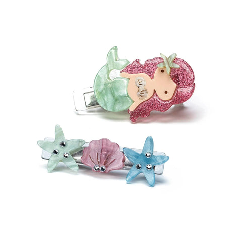 Mermaid Pearlized Alligator Clips (Set of 2) - Lilies & Roses NY