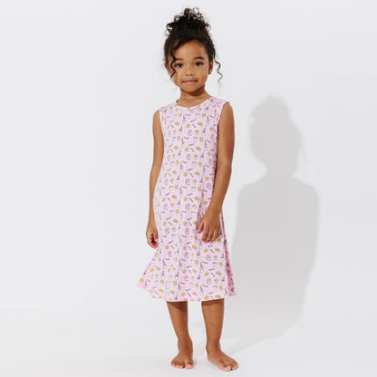 Bellabu Bear-Milk & Cookies Bamboo Girls' Dress - Pink-#Butter_Bug_Boutique#