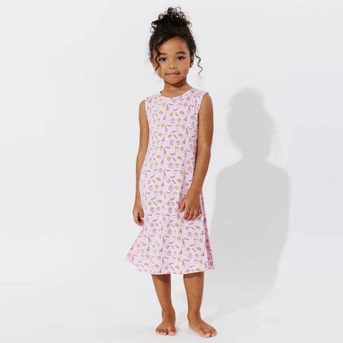 Bellabu Bear-Milk & Cookies Bamboo Girls' Dress - Pink-#Butter_Bug_Boutique#