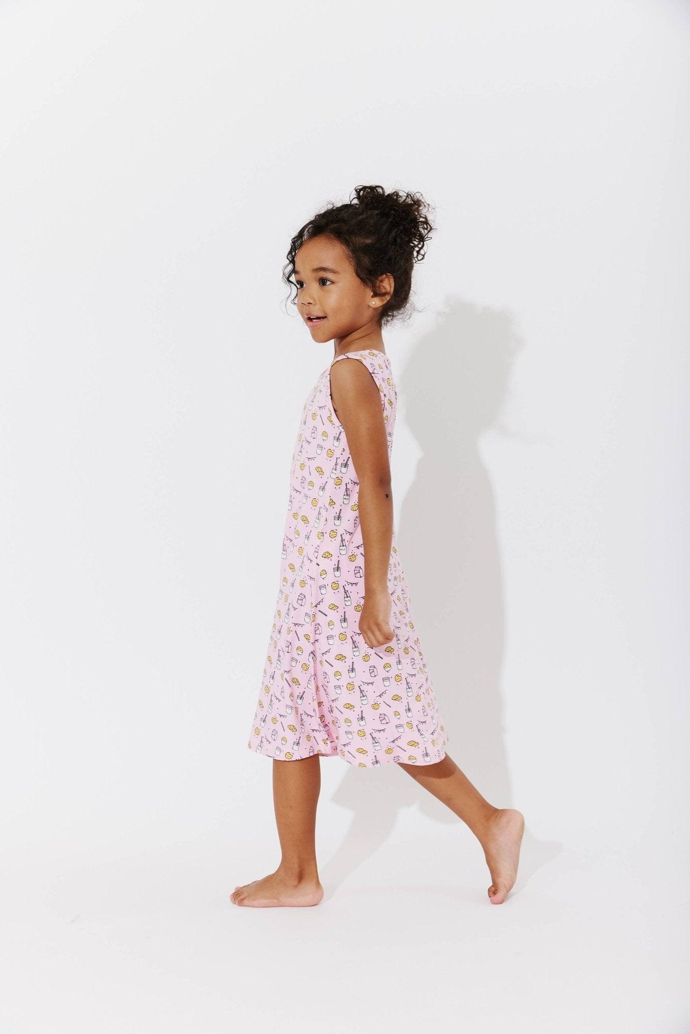 Bellabu Bear-Milk & Cookies Bamboo Girls' Dress - Pink-#Butter_Bug_Boutique#