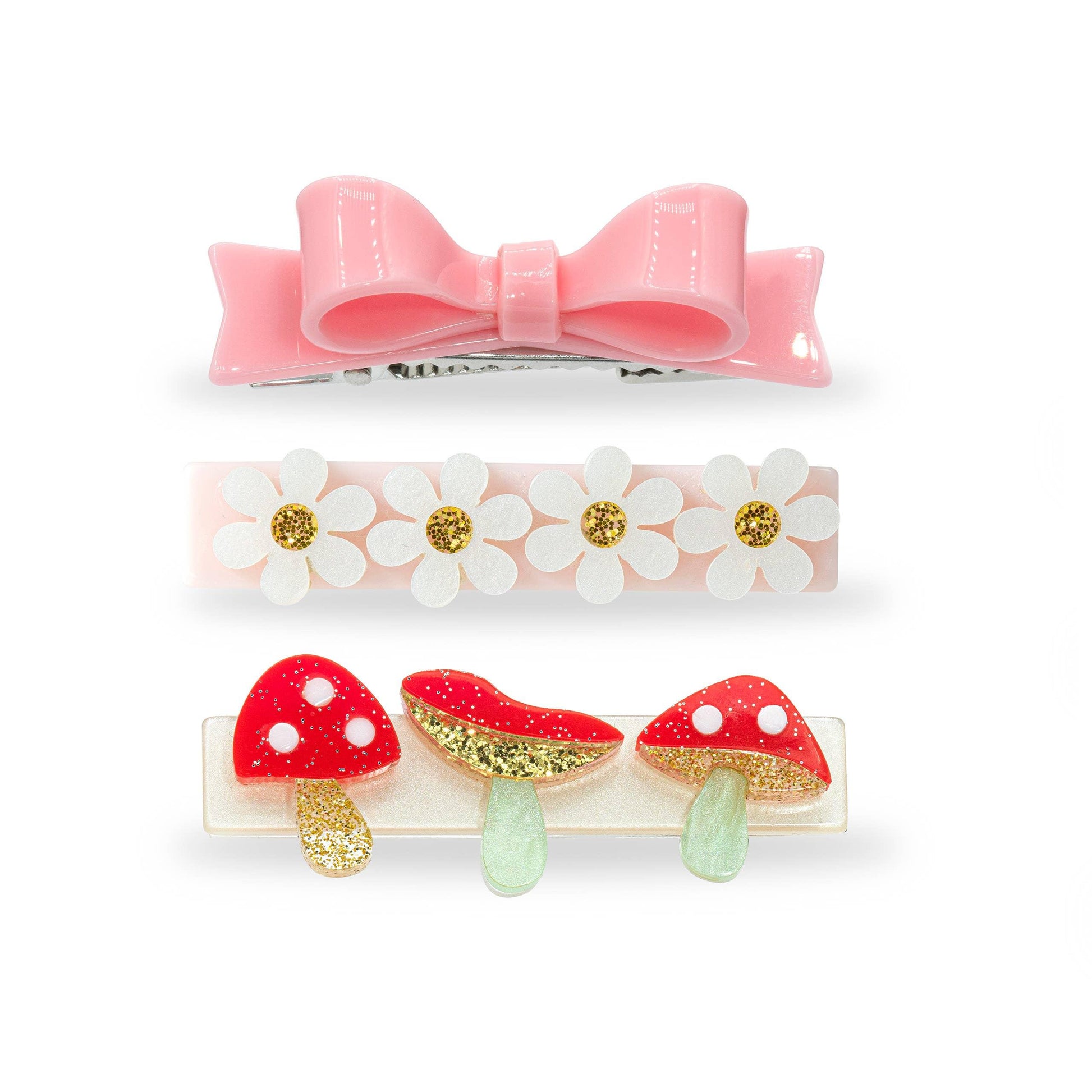 Mushroom Red & Bow Hair Clips Set - Lilies & Roses NY