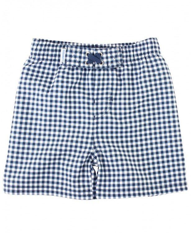 RuffleButts and RuggedButts Navy Gingham Boys Swim Trunks