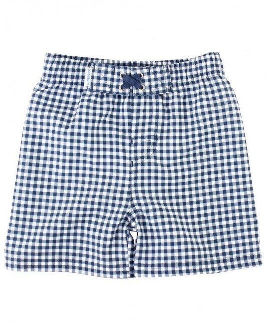 RuffleButts and RuggedButts Navy Gingham Boys Swim Trunks