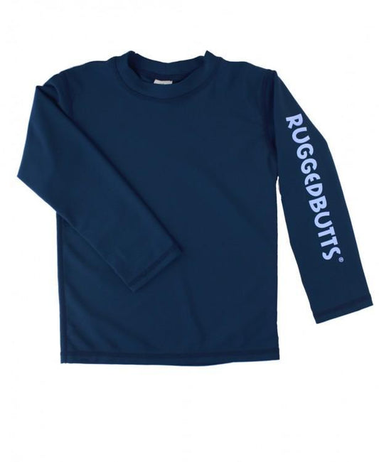 RuffleButts & RuggedButts Navy Long Sleeve Rash Guard for Boys