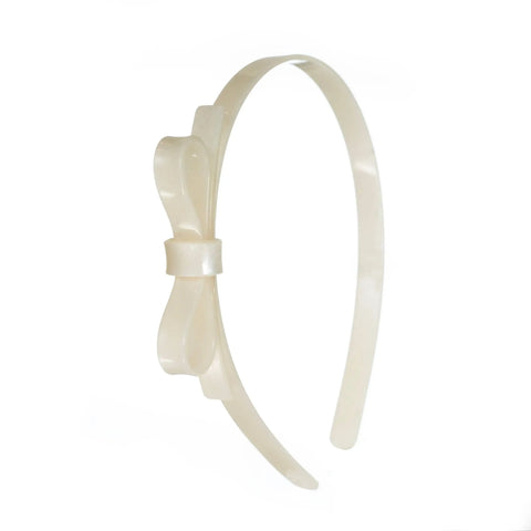 Pearl White Thin Bow Headband - Lilies & Roses NY