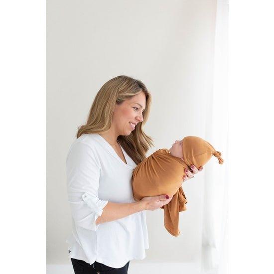 Swaddle Blanket & Baby Hat - Camel - Stroller Society