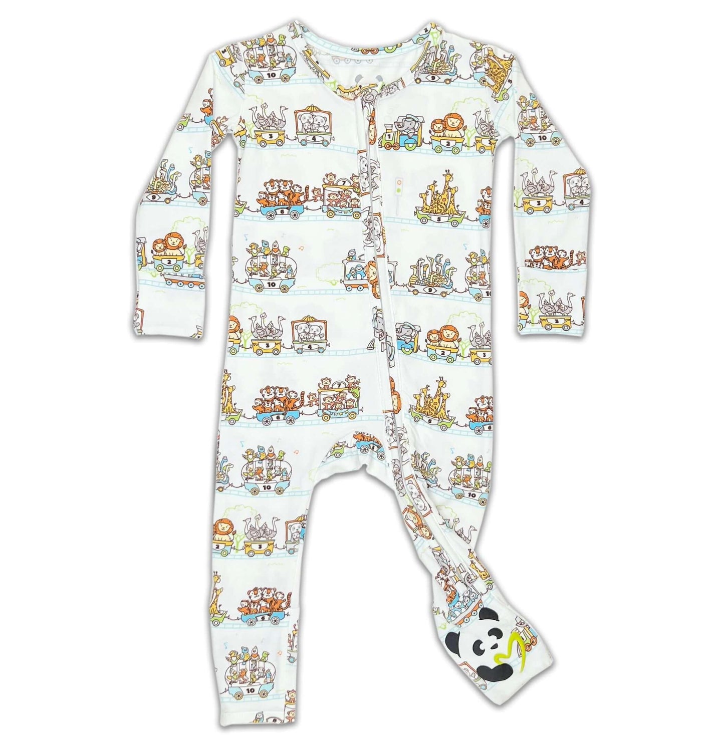 Zoo Train Bamboo Convertible Footie - Bellabu Bear